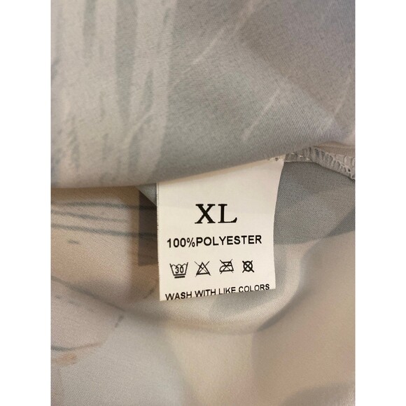 Tropical Floral Blouse Size XL Short Sleeve Green Orange Casual Rounded Neckline - Picture 7 of 9